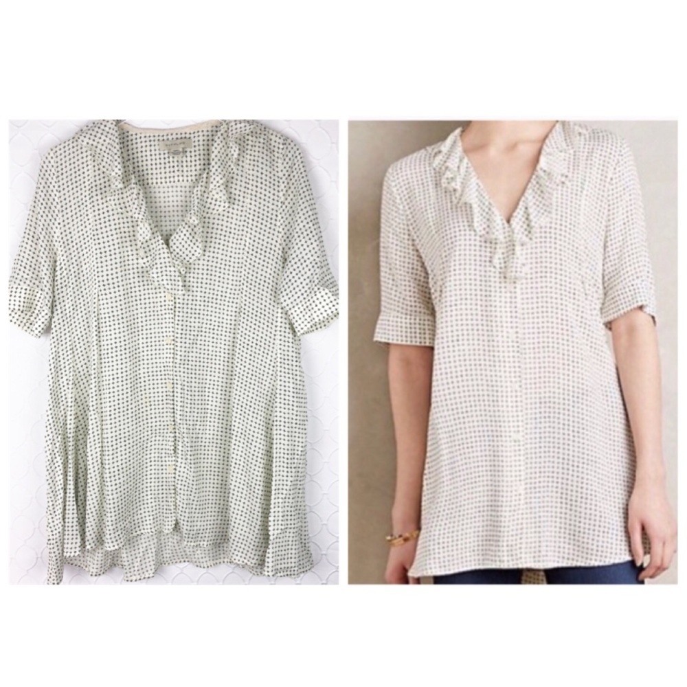 Anthro 11.1.Tylho Printed Ruffled Tunic Blouse